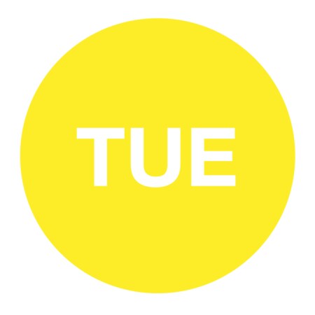 Nevs Dissolvable DaySpots - Tuesday 3/4" circle White w/Yellow DDOT-T34W